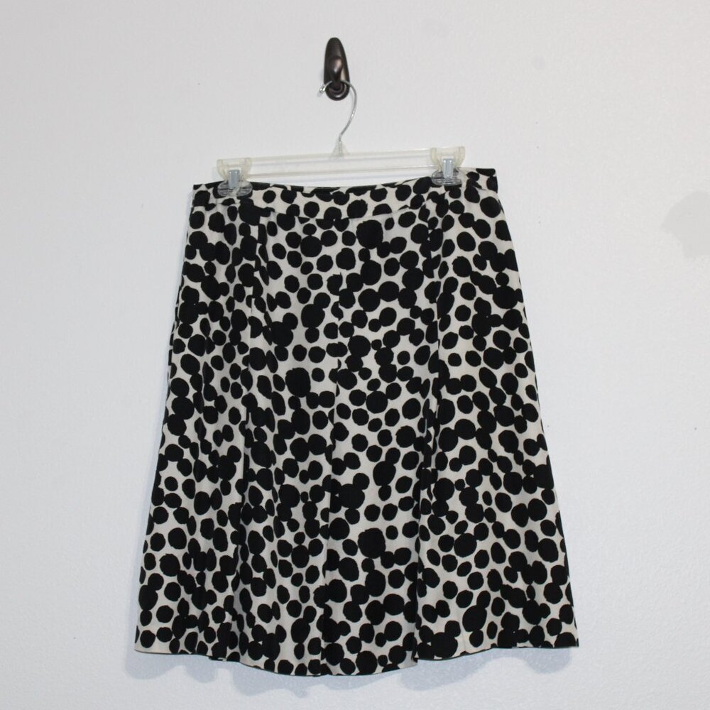 Banana Republic Silk A-Line Cream and Black Polka-Dot Skirt